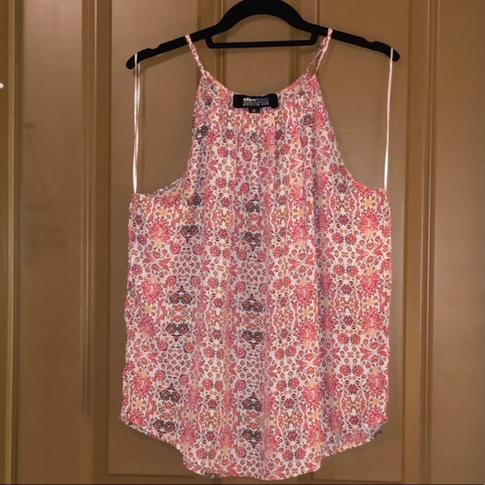 Stitch Fix floral smock neck sleeveless top
